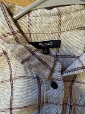 Madewell Plaid Button-Front flannel with Burgundy Windowpane
